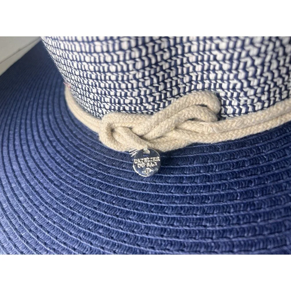 L’Atelier Du Sac Made in Italy Blue White Paper Straw Wide Brim Sun Hat
